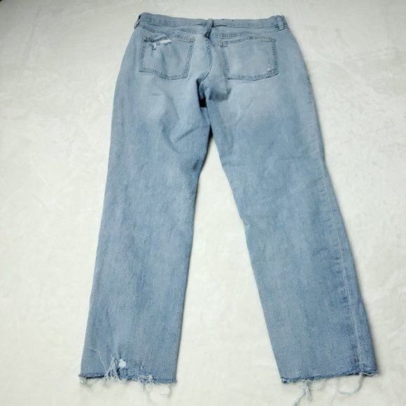 GAP Denim Girlfriend Mid Rise Ankle Fray Jeans Womens Size 12 L 32x28  Blue - Picture 2 of 11